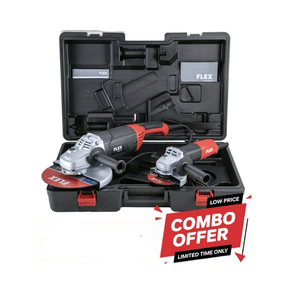 FLEX Angle Grinder Combo Kit – 2200W Large Grinder & L850 115 Small Grinder with Carry Case