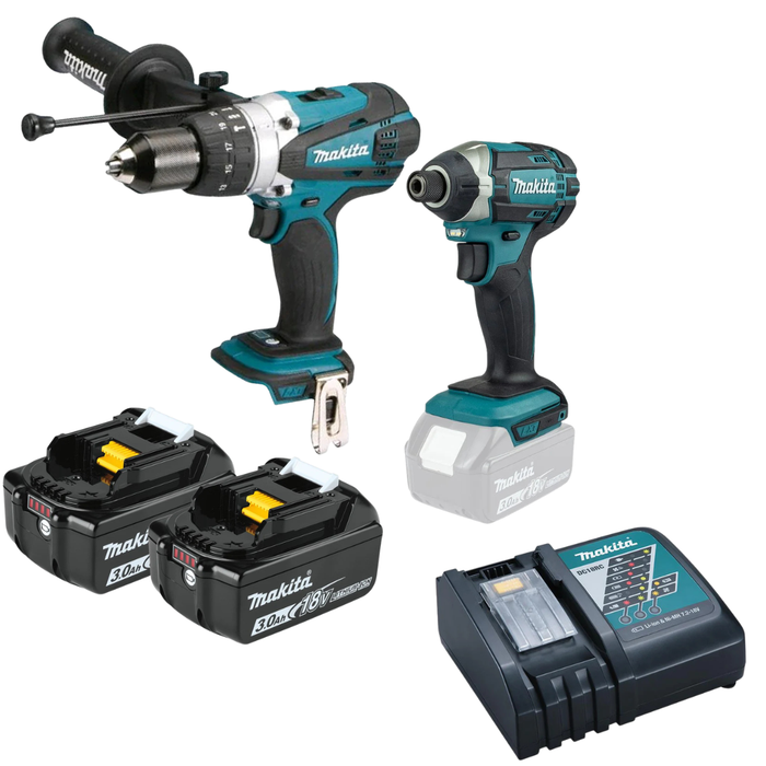 Makita 18V Cordless Drill & Impact Driver Combo Kit with 3.0Ah Battery and Fast Charger - MAK-KIT1