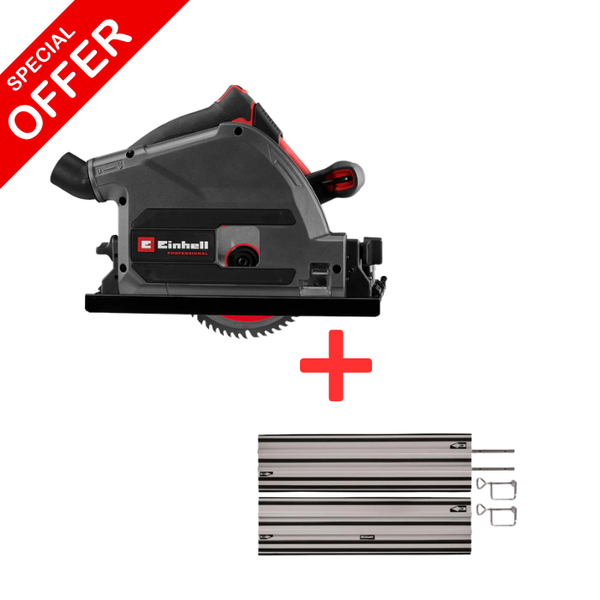 Einhell Professional Cordless Plunge Saw TP-PS 18/165 Li BL Solo with 2x1000mm Guide Rail 4331400-4502118