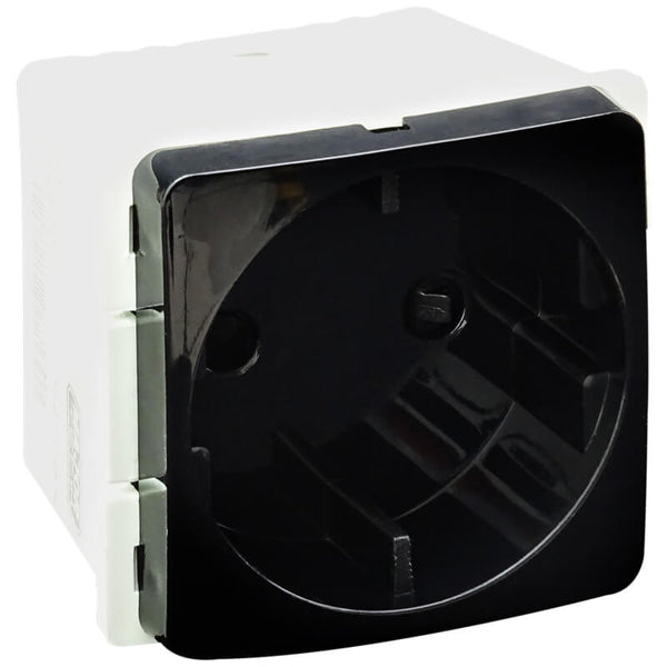 Major Tech 16A RSA Schuko Socket Module No Earth (2 Mod) BK V210BK