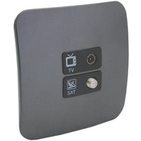 Major Tech TV & Satelite Socket BK/GM (100mmx100mm) V3012CBGM