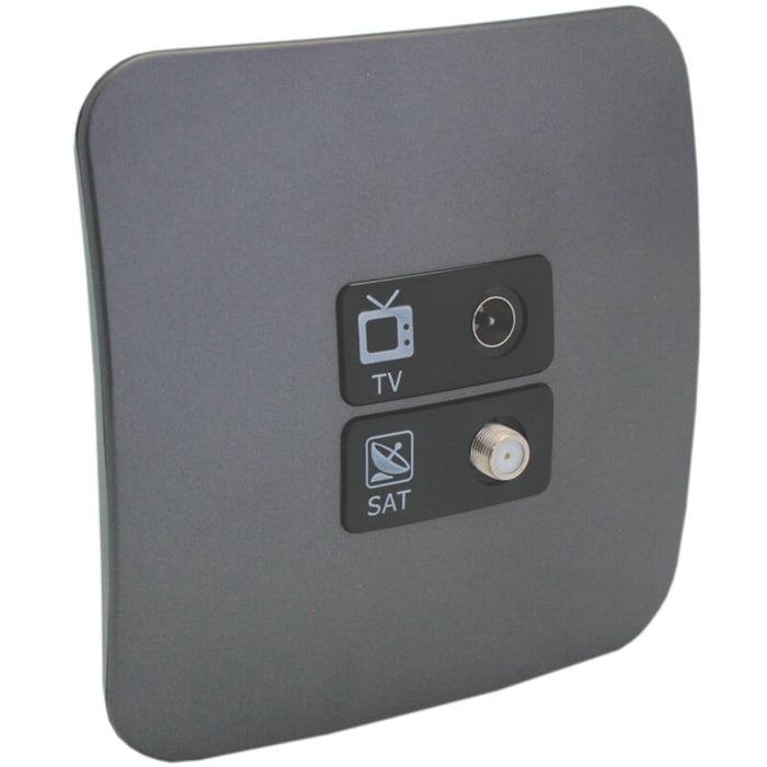 Major Tech TV & Satelite Socket BK/GM (100mmx100mm) V3012CBGM
