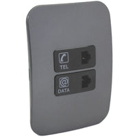 Major Tech Telephone & Data (Cat 6) Socket BK/GM (100mmx100mm) V3045CBGM