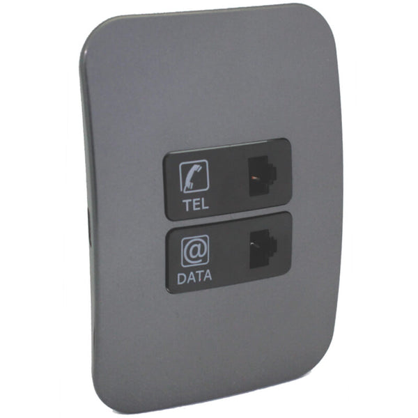 Major Tech Telephone & Data (Cat 6) Socket BK/GM (100mmx100mm) V3045CBGM