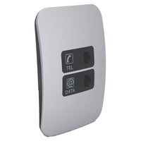 Major Tech Telephone & Data (Cat 6) Socket BK/SV (100mmx100mm) V3045CBSV