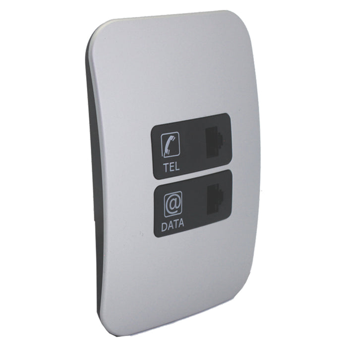 Major Tech Telephone & Data (Cat 6) Socket BK/SV (100mmx100mm) V3045CBSV