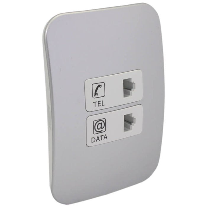 Major Tech Telephone & Data (Cat 6) Socket WT/SV (100mmx100mm) V3045CWSV
