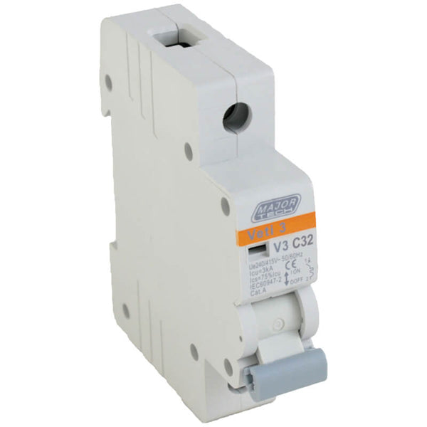 Major Tech 32A Single Pole MCB C-Curve 3kA (Blister Pack) V3C1P32BP