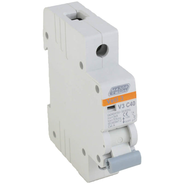 Major Tech 40A Single Pole MCB C-Curve 3kA (Blister Pack) V3C1P40BP