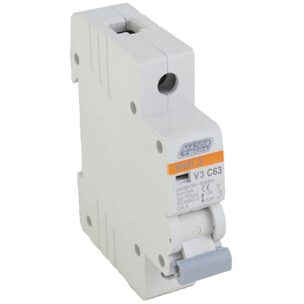 Major Tech 63A Single Pole MCB C-Curve 3kA (Blister Pack) V3C1P63BP