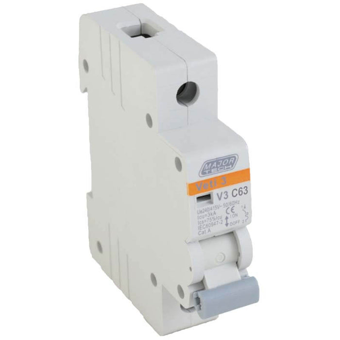 Major Tech 63A Single Pole MCB | V3C1P63 - image 1