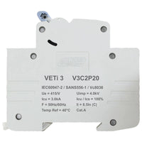 Major Tech 20A Double Pole MCB C-Curve 3kA V3C2P20