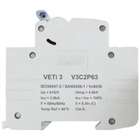 Major Tech 63A Double Pole MCB | V3C2P63 - image 1