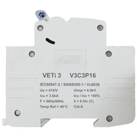 Major Tech 16A Triple Pole MCB C-Curve 3kA V3C3P16