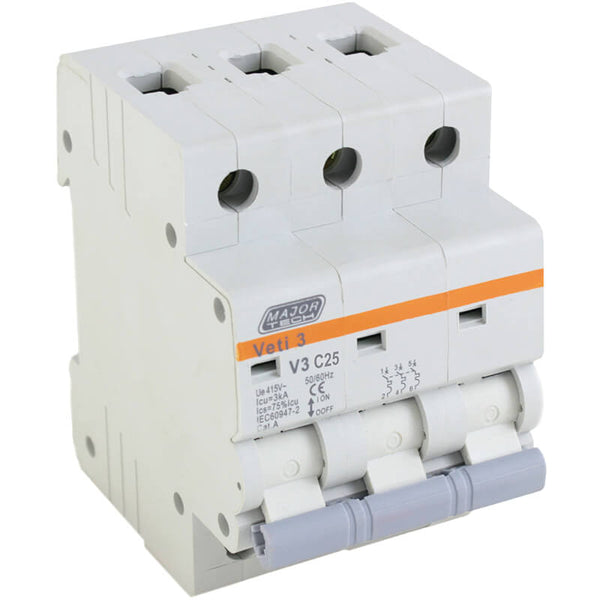 Major Tech 25A Triple Pole MCB | V3C3P25 - image 1
