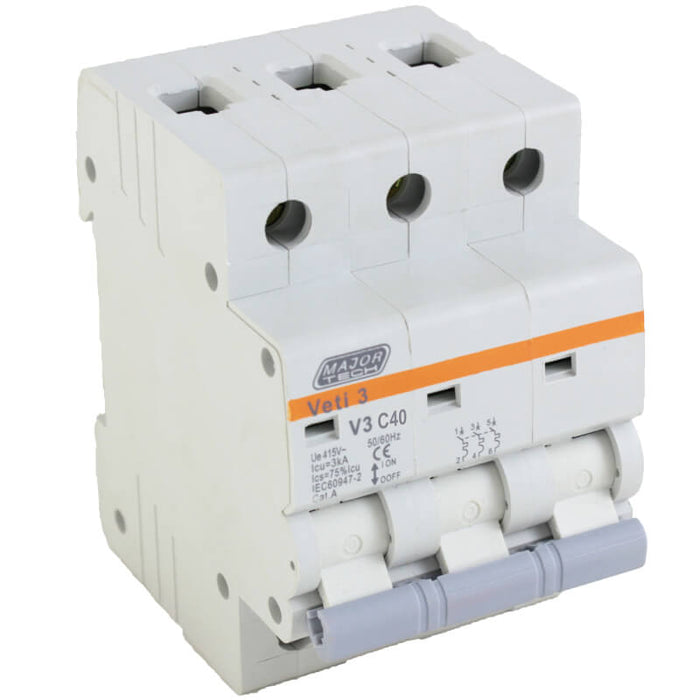 Major Tech 40A Triple Pole MCB | V3C3P40 - image 1