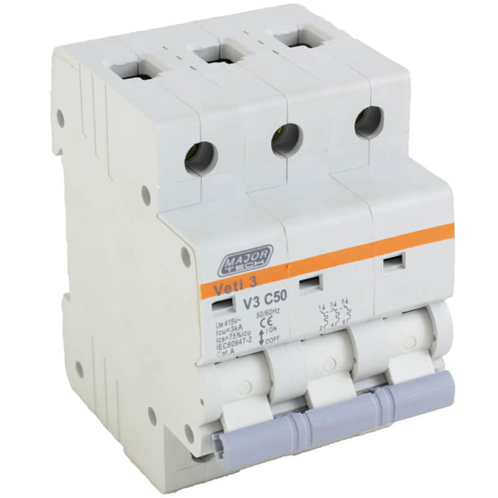 Major Tech 50A Triple Pole MCB | V3C3P50 - image 1