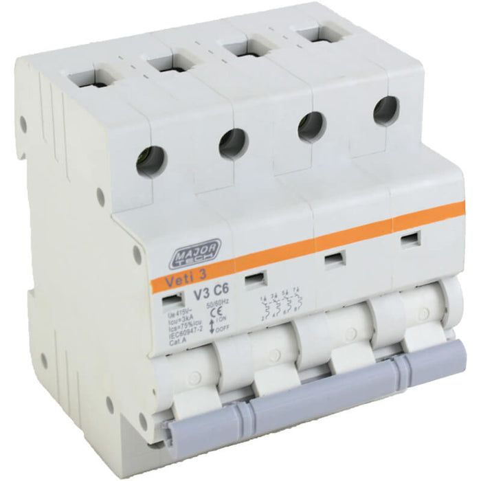 Major Tech 6A Four Pole MCB | V3C4P06 - image 1