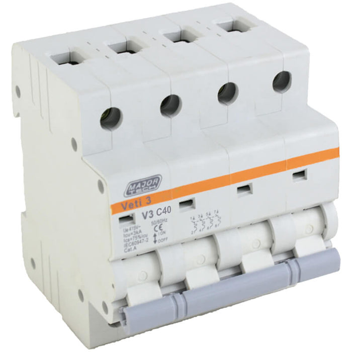 Major Tech 40A Four Pole MCB | V3C4P40 - image 1