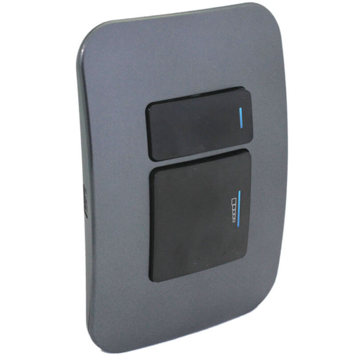 Major Tech 400W Push Dimmer with Locator Switch BK/GM (100mmx50mm) V4014PSBGM