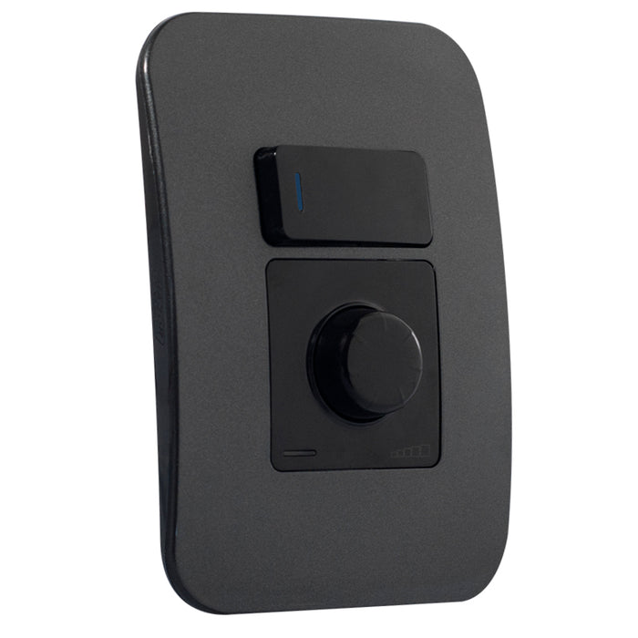 Major Tech 400W Rotary Dimmer with Locator Switch BK/GM (100mmx50mm) V4014RSBGM
