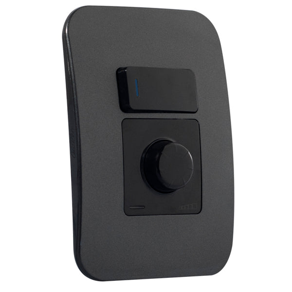 Major Tech 400W Rotary Dimmer with Locator Switch BK/GM (100mmx50mm) V4014RSBGM