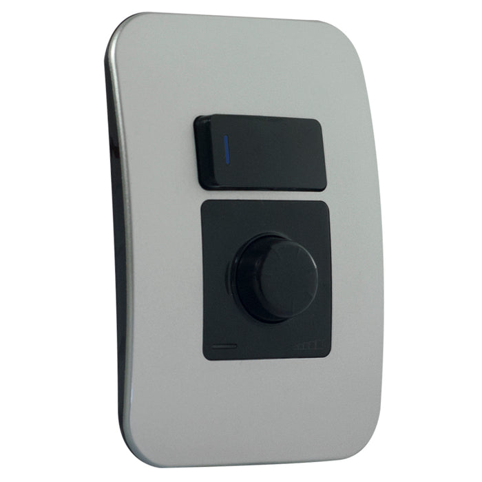 Major Tech 400W Rotary Dimmer with Locator Switch BK/SV (100mmx50mm) V4014RSBSV