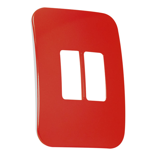 Major Tech Two Single Mod Cover Plate RD/WT Trim (100mmx50mm) Vertical V6105RD