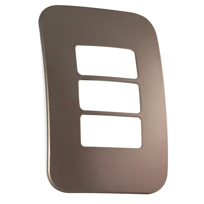 Major Tech Three Single Mod Cover Plate BZ/WT Trim (100mmx50mm) Horizontal V6107BZ