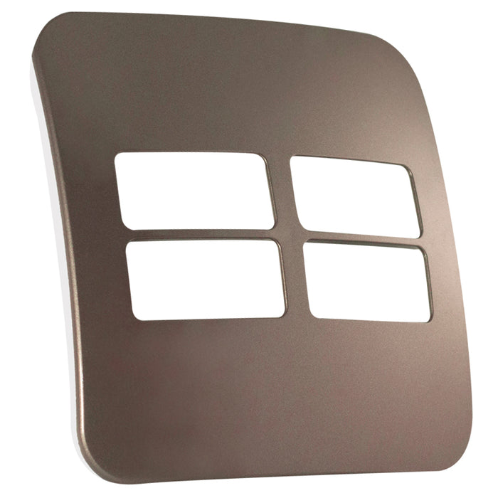 Major Tech Four Single Mod Cover Plate BZ/WT Trim (100mmx100mm) Horizontal V6206BZ