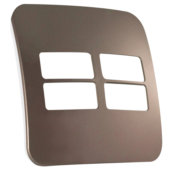 Major Tech Four Single Mod Cover Plate BZ/WT Trim (100mmx100mm) Horizontal V6206BZ
