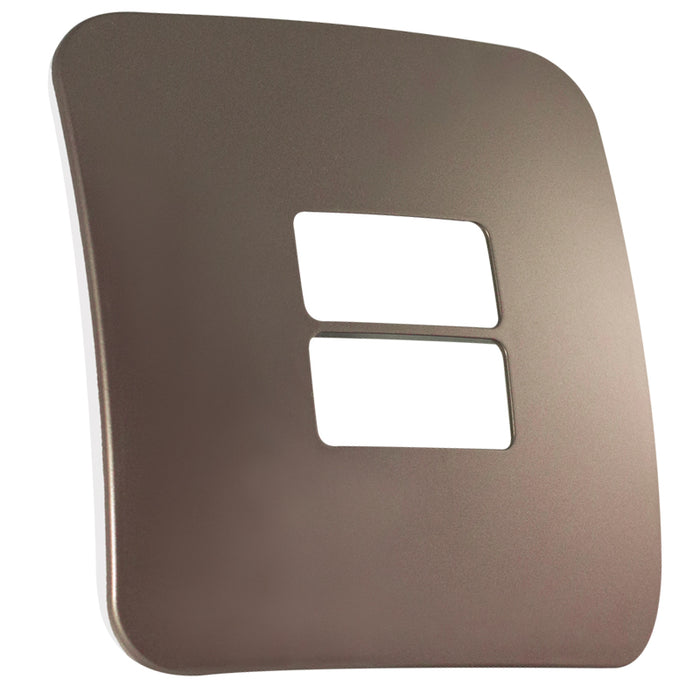 Major Tech Two Single Mod Cover Plate BZ/WT Trim (100mmx100mm) Horizontal V6213BZ