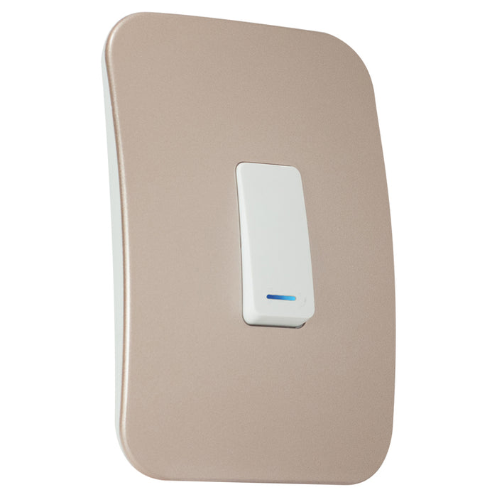 Major Tech One Lever One-Way Switch WT/CN With LED Locator (100mmx50mm) Vertical VL111C1VWCN