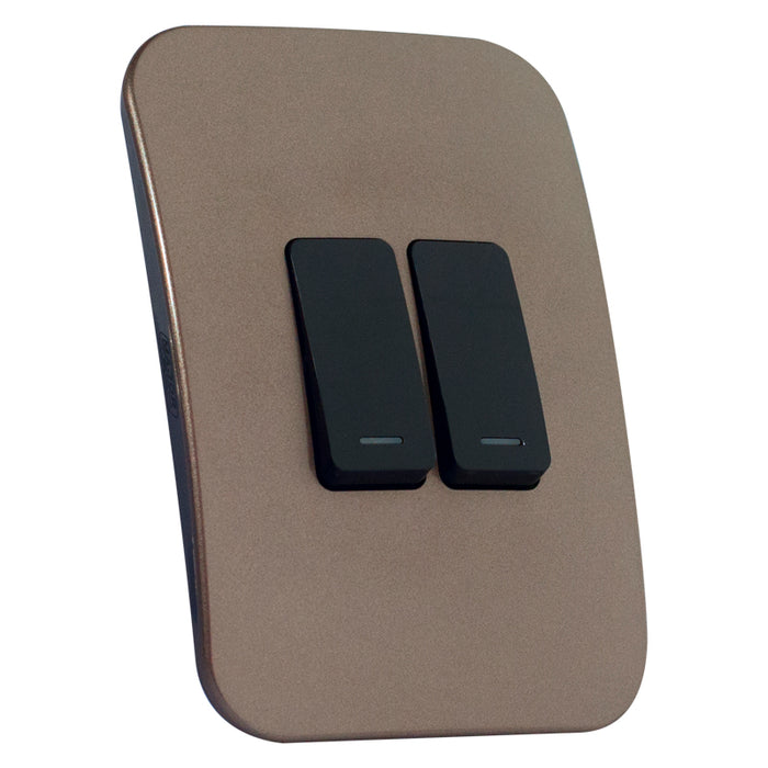 Major Tech Two Lever One-Way Switch BK/BZ (100mmx50mm) Vertical VG111C2VBBZ