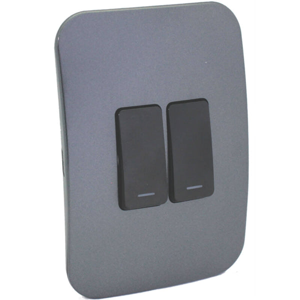 Major Tech Two Lever One-Way Switch BK/GM (100mmx50mm) Vertical VG111C2VBGM