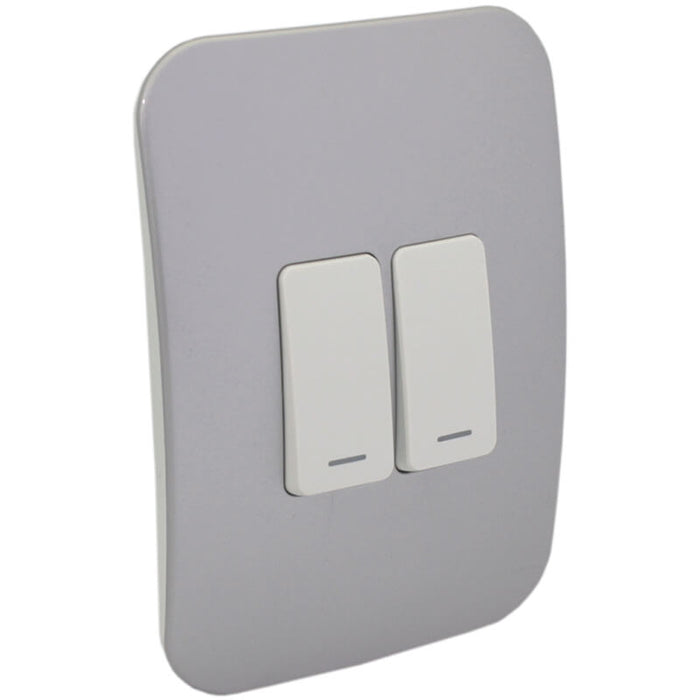 Major Tech Two Lever One-Way Switch WT/SV (100mmx50mm) Vertical VG111C2VWSV
