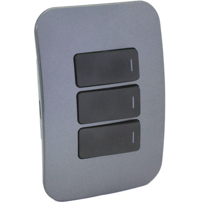 Major Tech Three Lever One-Way Switch  BK/GM (100mmx50mm) Horizontal VG111C3HBGM