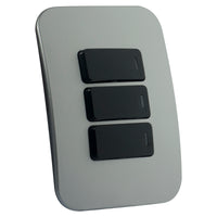 Major Tech Three Lever One-Way Switch  BK/SV (100mmx50mm) Horizontal VG111C3HBSV