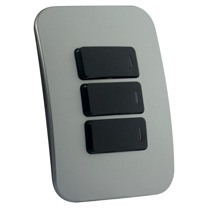 Major Tech Three Lever One-Way Switch  BK/SV (100mmx50mm) Horizontal VG111C3HBSV