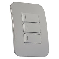 Major Tech Three Lever One-Way Switch  WT/SV (100mmx50mm) Horizontal VG111C3HWSV