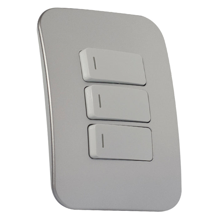 Major Tech Three Lever One-Way Switch  WT/SV (100mmx50mm) Horizontal VG111C3HWSV