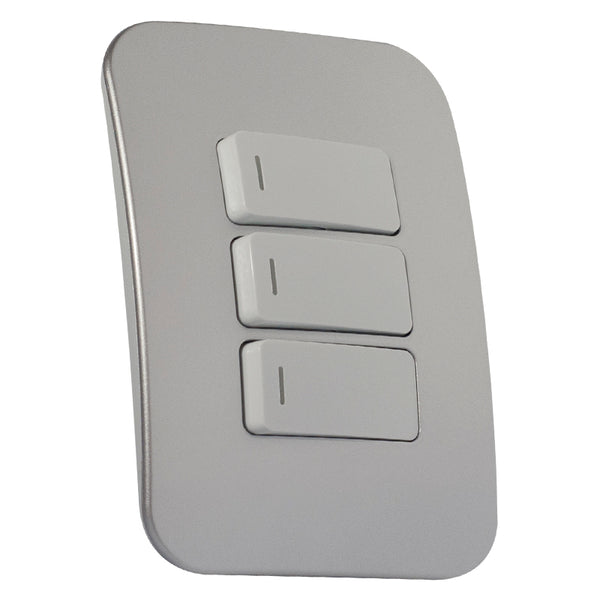 Major Tech Three Lever One-Way Switch  WT/SV (100mmx50mm) Horizontal VG111C3HWSV