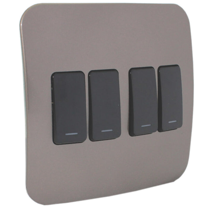 Major Tech Four Lever One-Way Switch BK/BZ (100mmx100mm) Vertical VG111C4VBBZ