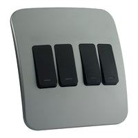 Major Tech Four Lever One-Way Switch BK/SV (100mmx100mm) Vertical VG111C4VBSV