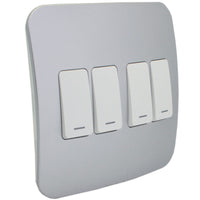 Major Tech Four Lever One-Way Switch WT/SV (100mmx100mm) Vertical VG111C4VWSV