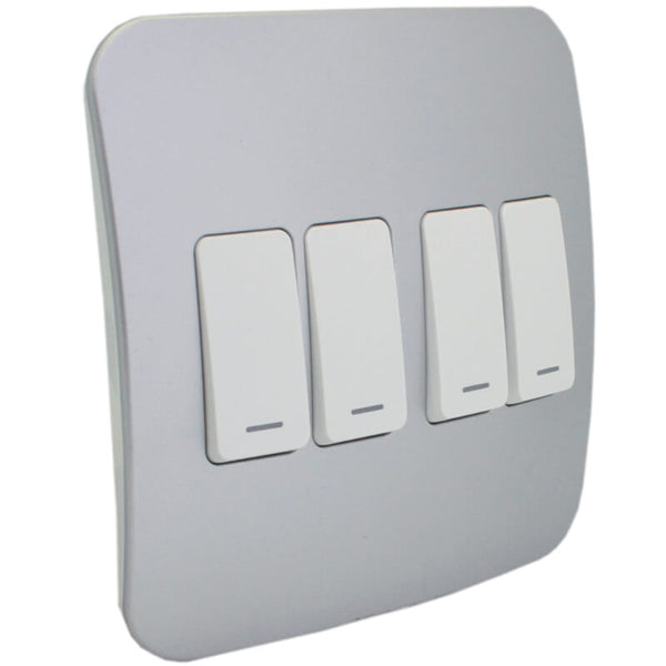 Major Tech Four Lever One-Way Switch WT/SV (100mmx100mm) Vertical VG111C4VWSV