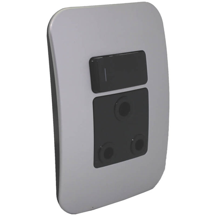 Major Tech Single RSA Socket BK/GM(100mmx50mm) Vertical VG20BGM