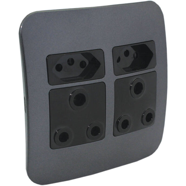 Major Tech Double RSA, Double V-Slim Socket BK/GM (100mmx100mm) VG24BGM