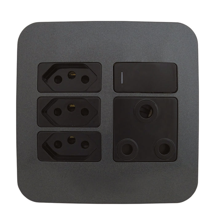 Major Tech Single RSA, Triple V-Slim Socket BK/GM (100mmx100mm) VG25BGM