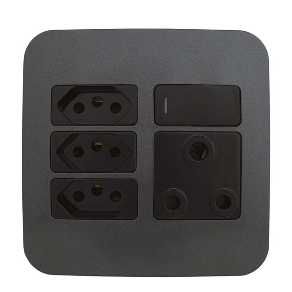 Major Tech Single RSA, Triple V-Slim Socket BK/GM (100mmx100mm) VG25BGM